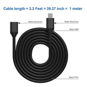 EMATETEK iOS Extension Connector Cable Adapter Transfer Video Audio Data and Charge. Male to Female 1PCS iOS Extender Cord Made of Balck Aluminum & PVC. (3.3Ft / 1M )