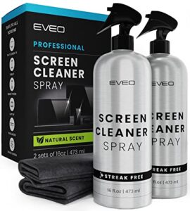 screen cleaner pro spray (16oz x 2 pack) – for tv screen cleaner, computer screen cleaner laptop, phone, ipad – computer cleaning kit electronic cleaner – hq microfiber cloth included, large bottle