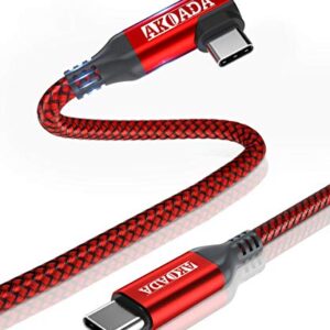 2 Pack Right Angle USB C to USB C Cable (6.6ft,60W), Type C 90 Degree Nylon Braided Fast Charging Cable for MacBook Pro,iPad Pro, Samsung Galaxy S20 Note 20,Google Pixel 4 3 XL (Red)