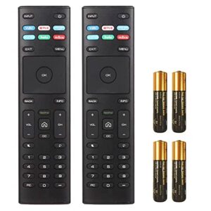 2 packs xrt136 replaced watchfree remote control for vizio smart tv d-series m-series p-series v-series with vudu netflix primevideo xumo hulu redbox with batteries