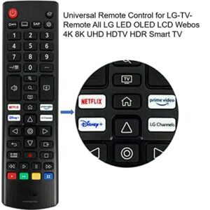 Universal Remote Control for LG-TV-Remote, Compatible with LG UHD OLED QNED 4K 8K Smart TV AKB75375604 AKB75095307 AKB76037601 AKB76037603 AKB76040302 with Disney, Netflix, Prime Video, LG Channels