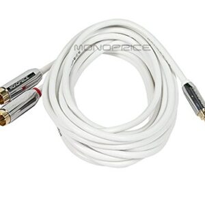 Monoprice Audio Cable - 10 Feet - White | Stereo Male to RCA Stereo Male Gold Plated Cable for Mobile