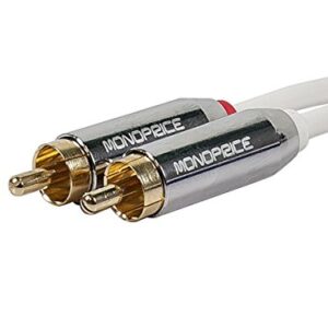 Monoprice Audio Cable - 10 Feet - White | Stereo Male to RCA Stereo Male Gold Plated Cable for Mobile