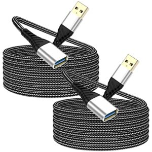 susnwere usb 3.0 extension cable 6ft 2pack type a male to female, long durable braided usb extender cord 5gbps data transfer compatible with keyboard, mouse, flash drive, printer, camera and more