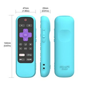 Roku Silicone Cover for Roku Voice Remote/Express 4K+/RCA1R(2022)/RCAL7R Remote Shockproof Protective Case for Roku Streaming Stick TC2-RCB7 Voice Remote Anti-Lost with Remote Loop(Glow Blue)