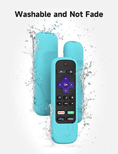 Roku Silicone Cover for Roku Voice Remote/Express 4K+/RCA1R(2022)/RCAL7R Remote Shockproof Protective Case for Roku Streaming Stick TC2-RCB7 Voice Remote Anti-Lost with Remote Loop(Glow Blue)