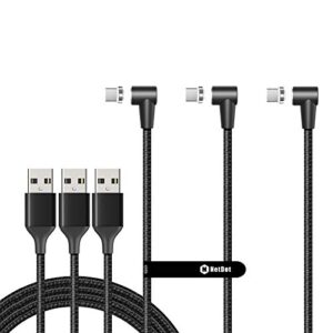 netdot gen12 l-shape usb-c [l-shape 6.6ft,3 pack black] magnetic fast charging data transfer cable compatible with type-c phones