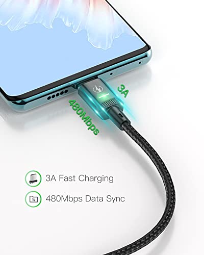 Kuulaa Magnetic USB C Cable 3ft, 2 Pack Fast Charging Type c Cable 3 Foot with LED Light, Nylon Braided QC 3.0 Quick Charger Cord 3 Feet, Magnetic Charging Cable for Samsung Galaxy S10 S9 S8 Plus