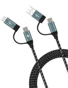 momax multi usb c fast charging cable, 4 in 1 usb c/usb a to usb c/micro usb pd 60w nylon braided multiple usb cable charge adapter connector for all android, data transfer, qc fast charging (grey)