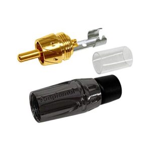 Amphenol ACPL Black Chrome, Gold Plated RCA Connectors (Red & Black Boots) – 4 Pack – (2X ACPL-CBK + 2X ACPL-CRD)