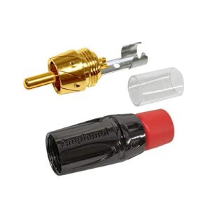 Amphenol ACPL Black Chrome, Gold Plated RCA Connectors (Red & Black Boots) – 4 Pack – (2X ACPL-CBK + 2X ACPL-CRD)