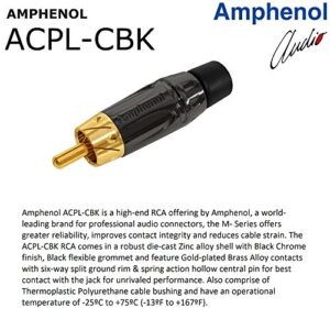 Amphenol ACPL Black Chrome, Gold Plated RCA Connectors (Red & Black Boots) – 4 Pack – (2X ACPL-CBK + 2X ACPL-CRD)