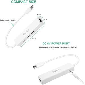 USB C OTG Hub with Ethernet Adapter Compatible for Samsung Galaxy S9 S10 S8 and MacBook (Air/Pro ) for Wired LAN Internet Connection and External Storage