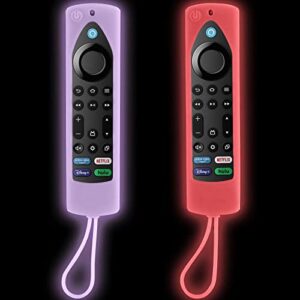 insignia fire tv remote cover，compatible original fire tv omni qled series or tv 4-series smart tv | new ns-rcfna-21 | ns-24df310na21 | ns-39df310na21 |ns-50f301na22, (luminous red + luminous purple)