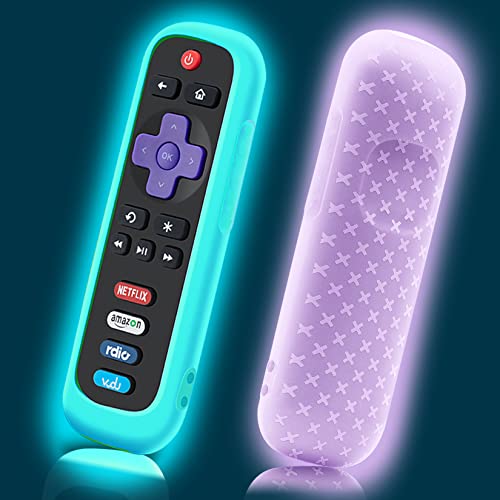 2PACK Case for TCL Roku TV RC280 Remote, Battery Cover for Hisense Roku Remote Replacement Silicone Universal Sleeve Skin Glow in The Dark