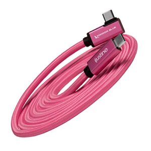 KONDOR BLUE X iJustine Pink Braided USB-C to USB-C Right Angle | USB 3.1 Gen 2 | 10Gb/s Data Transfer Speeds | 100W Charging | 6FT