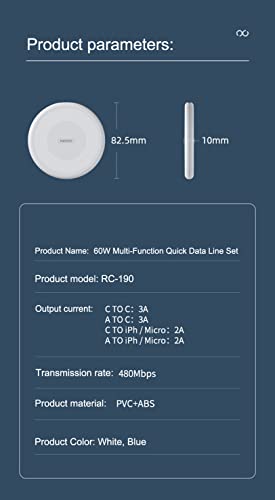 KTOL USB Cable Card,Multi-Function Portable USB Adapter Card Storage Set,60W Fast Charge,USB-C/USB-A/Micro-USB/Charging Cable Kit,Sim Card Tray Eject Pin,Hidden Bracke(excluding Micro SD Cards) Blue