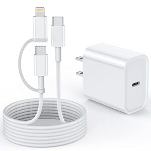 6 ft ipad charger with lightning to usb c adapter, [apple mfi certified] ipad charger +usb c to c cable +usb c to ios adapter, usb c female to lightning male adapter for ipad/ipad air/ipad mini/iphone