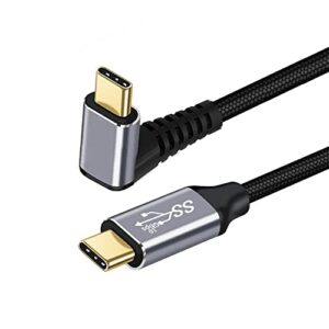 NFHK 90 Degree Up Down Angled Type-C USB-C Male to Male USB3.1 10Gbps 100W Data Cable for Laptop Phone 100CM