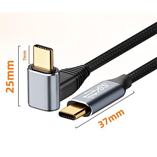 NFHK 90 Degree Up Down Angled Type-C USB-C Male to Male USB3.1 10Gbps 100W Data Cable for Laptop Phone 100CM