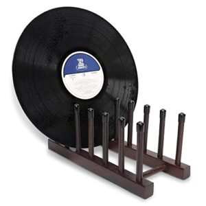 nuswor vinyl record cleaning supporting drying rack, cd and album display/storage holder, wenge wood stand that can stack up 36 discs of 7″ 10”12″, practical lp organizer/turntable accessories