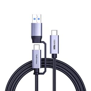 aftertop 2 in 1 usb c cable, 6.6ft e-mark 5a 100w 20gbps usb3.2 gen2 nylon braided type-c fast charging data cable for macbook pro/air ipad samsung galaxy s22 s21 s20 note 10 and more