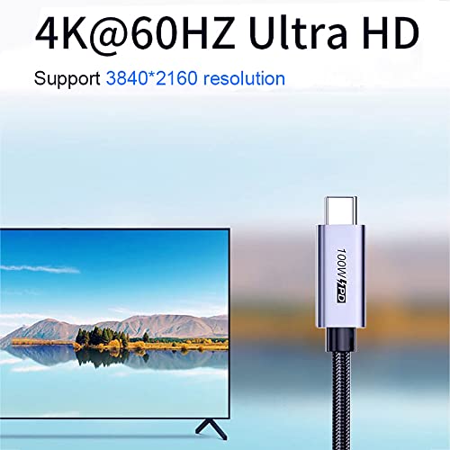 Aftertop 2 in 1 USB C Cable, 6.6FT E-Mark 5A 100W 20Gbps USB3.2 Gen2 Nylon Braided Type-C Fast Charging Data Cable for MacBook Pro/Air iPad Samsung Galaxy S22 S21 S20 Note 10 and More