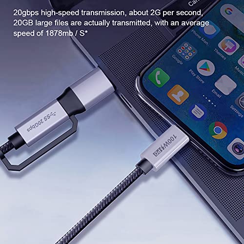 Aftertop 2 in 1 USB C Cable, 6.6FT E-Mark 5A 100W 20Gbps USB3.2 Gen2 Nylon Braided Type-C Fast Charging Data Cable for MacBook Pro/Air iPad Samsung Galaxy S22 S21 S20 Note 10 and More