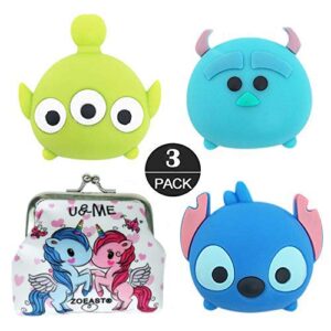 zostland 3pcs blue baby 3 eyes et animal protector usb charger saver charging data earphone line protector compatible with all iphone ipad ipod most android (alien stitch sulley)