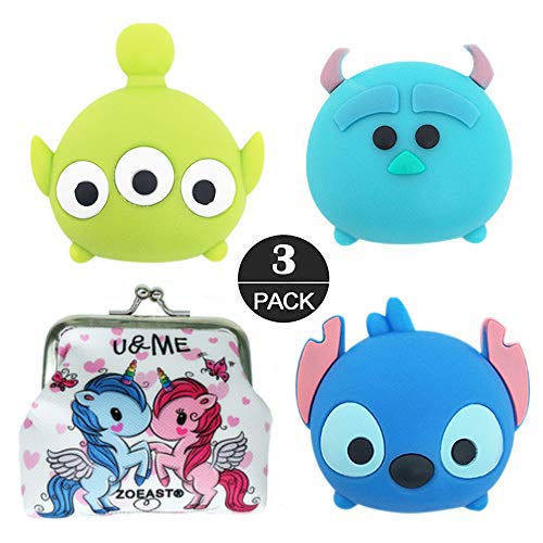 ZOSTLAND 3pcs Blue Baby 3 Eyes ET Animal Protector USB Charger Saver Charging Data Earphone Line Protector Compatible with All iPhone iPad iPod Most Android (Alien Stitch Sulley)