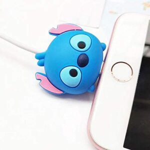 ZOSTLAND 3pcs Blue Baby 3 Eyes ET Animal Protector USB Charger Saver Charging Data Earphone Line Protector Compatible with All iPhone iPad iPod Most Android (Alien Stitch Sulley)