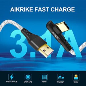 AIKRIKE USB C Cable [2-Pack, 6.6ft] 3.1A USB Type C Cable Fast Charging Right Angle, Durable Nylon Braided USB C Charging Cable Compatible with Note 10 9 8, LG, Galaxy S10 S9 S8, Type C Charger, Gold