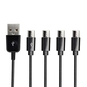 cerrxian usb type c splitter charging cable ,1ft 4 in 1 multi charging cable, usb a to 4 x usb type c y splitter data snyc cord(0.3m-4 usb c, black)