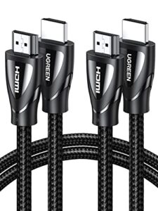 ugreen 2 pack 8k hdmi 2.1 cable, 【2 pack】 3.3ft 48gbps high speed braided hdmi cord 8k 60hz 4k 120hz earc hdr hdcp 2.2 2.3 compatible with ps5 ps4 xbox uhd roku tv blu-ray projector
