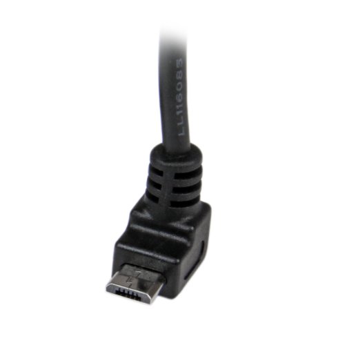 StarTech.com 1m Micro USB Cable Cord - A to Up Angle Micro B - Up Angled Micro USB Cable - 1x USB A (M), 1x USB Micro B (M) - Black (USBAUB1MU)