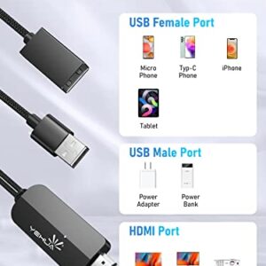 Compatible with iPhone to HDMI/USB C to HDMI/Micro USB to HDMI Cable, 3-in-1 MHL hdmi Phone to TV HDMI Cable, 1080P Mirroring&Charging Cable for All Smartphones Tablets to TV/Projector(3.28FT/1M)