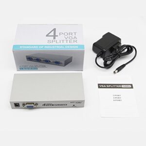 1 in 4 Out VGA Switch Monitors Splitter Box with Power Adapter 150 Mhz for VGA/SVGA LCD CRT 4 Port Video Box (New)