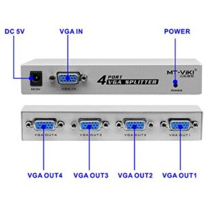 1 in 4 Out VGA Switch Monitors Splitter Box with Power Adapter 150 Mhz for VGA/SVGA LCD CRT 4 Port Video Box (New)