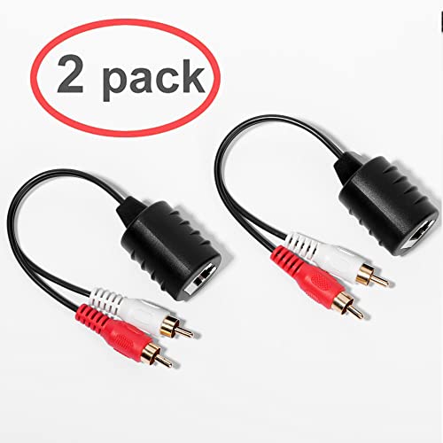 Relper-Lineso 2 Pack Gold Plated Stereo RCA to Stereo RCA Audio Signal Over Cat5/6 Cable (2 RCA Gold Plated)