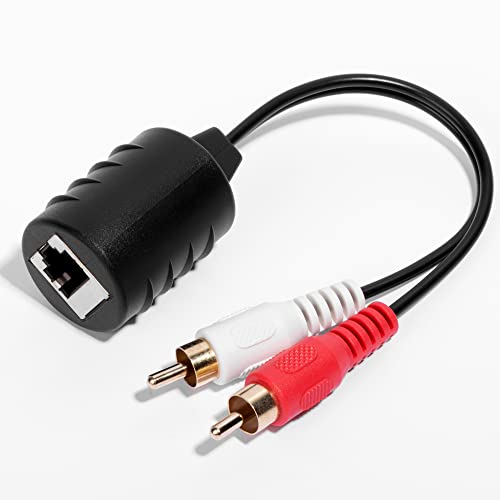 Relper-Lineso 2 Pack Gold Plated Stereo RCA to Stereo RCA Audio Signal Over Cat5/6 Cable (2 RCA Gold Plated)