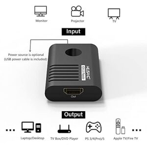 HDMI Booster 2.0, HEJSANG 4K 60Hz 1080P 3D HDMI Amplifier Repeater, HDMI Signal Booster 18Gbps Bandwidth HDCP 2.2 HDMI 2.0