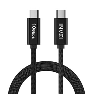 invzi usb c to usb c cable 100w 6.6ft, usb 3.1 gen 2 type c cable 10gbps data transfer for 4k@60hz video output, pd 5a fast charging nylon braided cord for macbook pro, ipad pro, switch, oculus, xps
