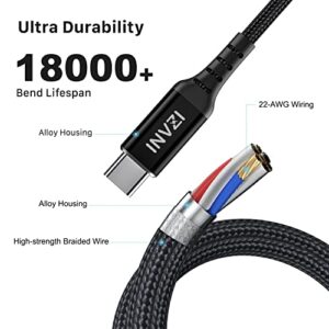 INVZI USB C to USB C Cable 100W 6.6ft, USB 3.1 Gen 2 Type C Cable 10Gbps Data Transfer for 4K@60Hz Video Output, PD 5A Fast Charging Nylon Braided Cord for MacBook Pro, iPad Pro, Switch, Oculus, XPS