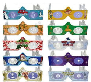 3d christmas glasses – 10 pack holiday specs – hologram holiday images