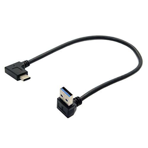 Cablecc Reversible USB 3.1 USB-C Angled to 90 Degree Up Angled A Male Data Cable for Tablet Mobile Phone