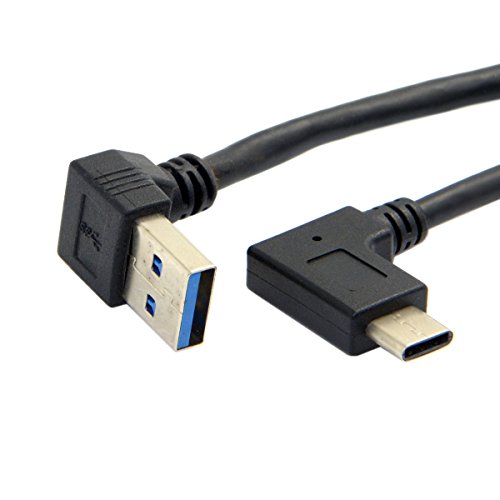 Cablecc Reversible USB 3.1 USB-C Angled to 90 Degree Up Angled A Male Data Cable for Tablet Mobile Phone