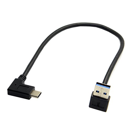 Cablecc Reversible USB 3.1 USB-C Angled to 90 Degree Up Angled A Male Data Cable for Tablet Mobile Phone