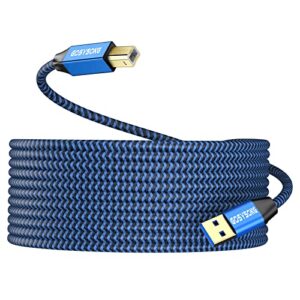 gosysong usb printer cable 20ft, usb printer cord 2.0 type a male to b male cable scanner cord high speed compatible with hp, canon, dell, epson, xerox, samsung and more (blue)