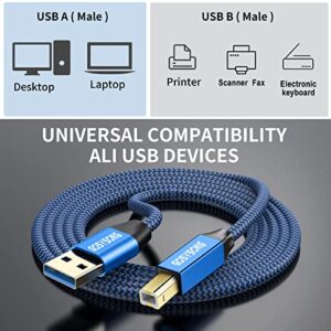 GOSYSONG USB Printer Cable 20ft, USB Printer Cord 2.0 Type A Male to B Male Cable Scanner Cord High Speed Compatible with HP, Canon, Dell, Epson, Xerox, Samsung and More (Blue)