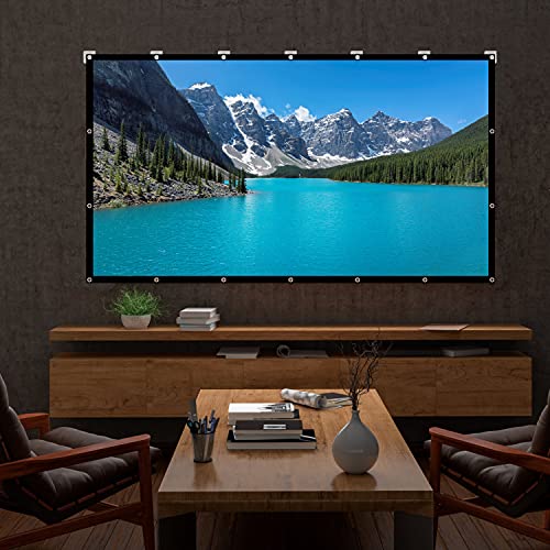 Upgrade Projector Screen 120 inch 3D High Contrast Anti-Crease 16:9 HD Foldable Portable Projector Movies Screen for Home Theater Office Outdoor Indoor Support Front Rear Projection